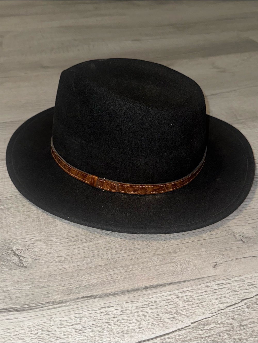 Vtg Irvine Park 100% Wool Felt Black Fedora Hat Size XLG - USA Made Leather Band
